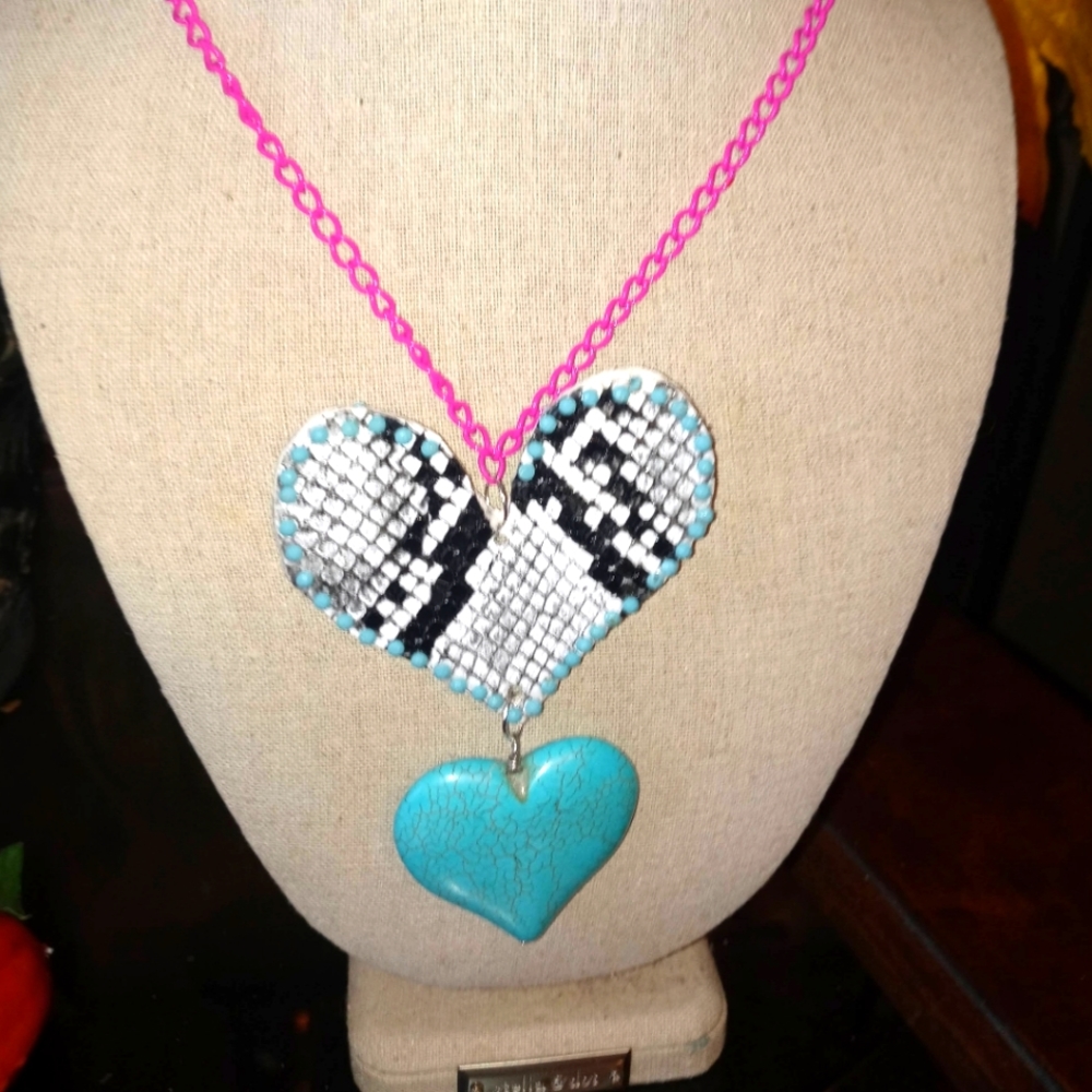 Double Heart hand made Necklace